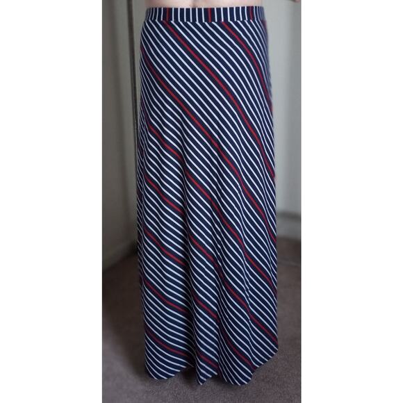 roz & ali Navy, White, Red Striped Maxi Skirt 1X - Picture 5 of 5